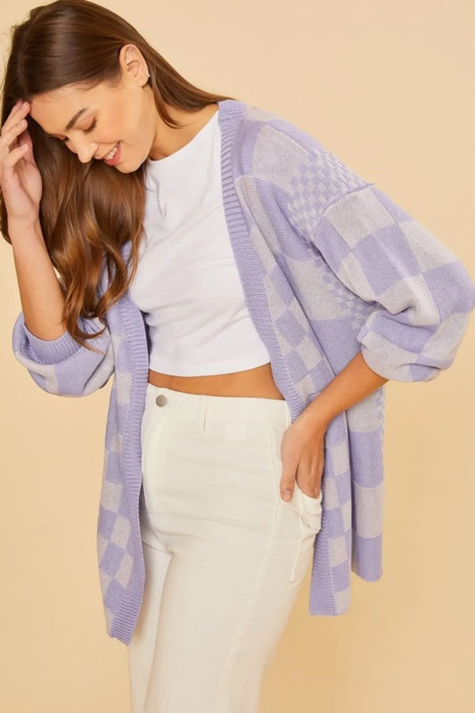 Shop Annie Wear Checkered Open Front Drop Shoulder Cardigan at Opolay. Soft, cozy, and stylish knit for effortless layering. Free U.S. shipping