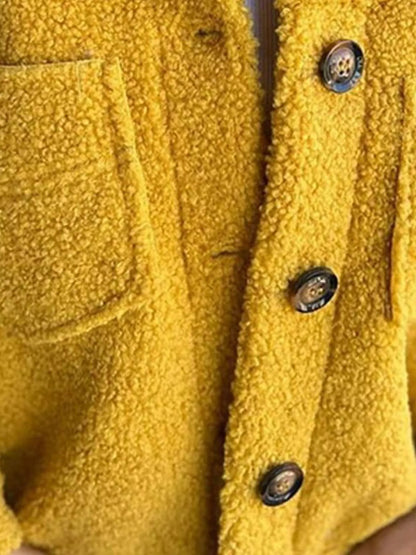 Full size single-breasted sherpa shacket for plus-size women. Soft, warm, and stylish for everyday wear.